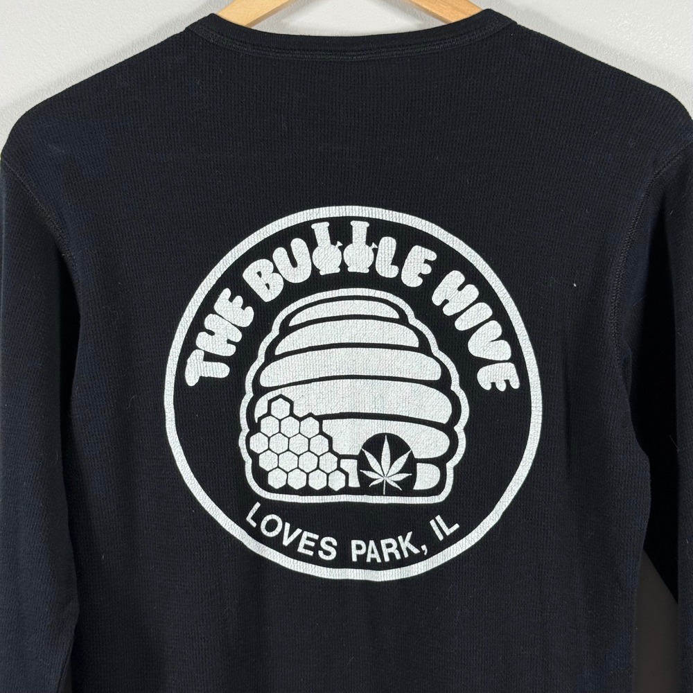 Bella Canvas The Bubble Hive Graphic Thermal Shirt Black S - Picture 7 of 7